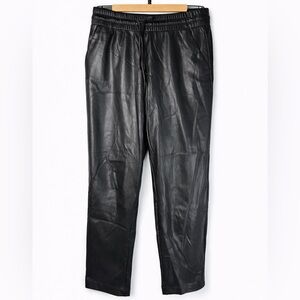 LOFT Black Faux Leather Pull-On Pants | Size M | Imitation Leather Joggers